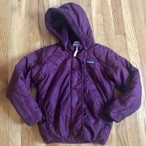 Patagonia kids reversible fleece puffer jacket in wine
